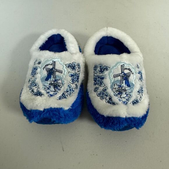 Toddler Clog Slippers Delft Blue Windmill Kids Warm Holland Netherlands Non Slip - Picture 1 of 6